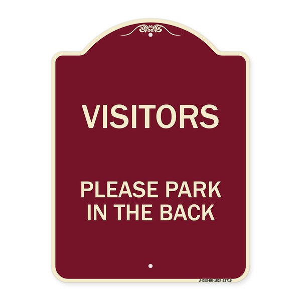 Visitors Please Park in the Back Heavy-Gauge Aluminum Architectural Sign, 24" x 18", BU-1824-22719
